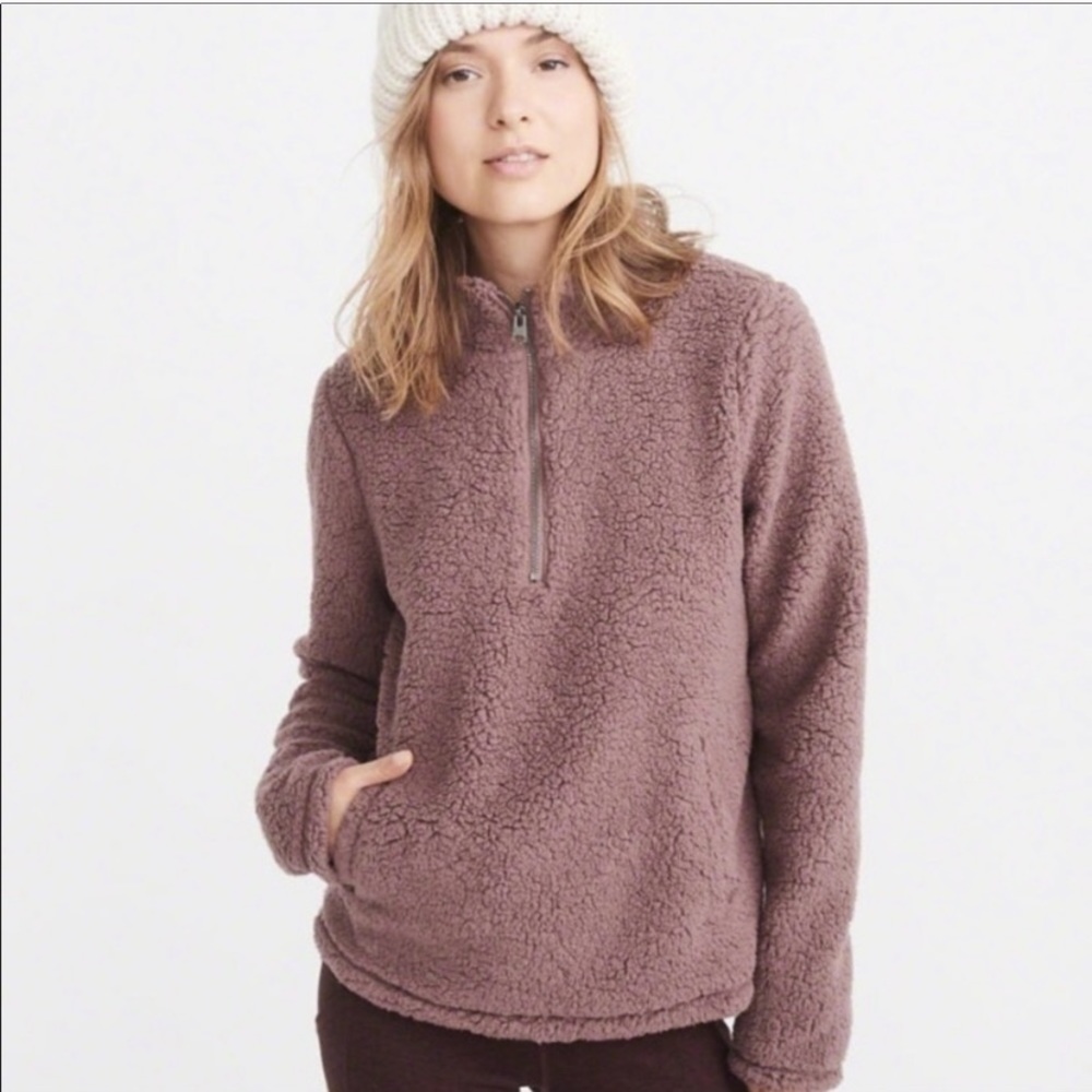 Abercrombie Purple Half Zip Sherpa Sweatshirt